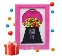 Macchina di Gumball da Parete, Dispenser di Caramelle a Forma di Cornice, Giocattolo per Bambini per Vendere Chewing Gum, Adatto a Scrivanie, Banconi o Stanze per Bambini e Adulti, Espositore di pink
