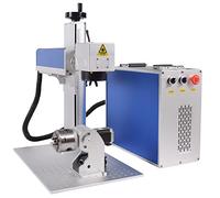 Macchina di marcatura di incisione laser in fibra 200W JPT MOPA marcatore di incisione laser in fibra con lente di lavoro e asse rotante D80 (200W-110x110MM)