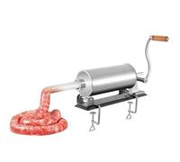 Macchina di riempimento per salsicce, 3 l, manuale con 4 bocchette di riempimento, macchina per salsicce in acciaio inox con cambio a 2 marce, valvola di sfiato e manovella per abitazioni private e