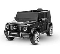 Auto elettrica per bambini Mercedes G Nuovo, nero, con licenza originale, alimentazione a batteria, portiere apribili, sedile singolo, 2x motore, batteria da 12 V, telecomando da 2,4 Ghz