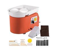 Macchina elettrica for ruote in ceramica 28 cm 350 W Maniglia manuale e amp; Pedale for la lavorazione dell'argilla ceramica scolastica che forma l'artigianato artistico fai-da-te(Pink)