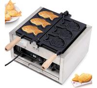 Macchina elettrica for waffle Taiyaki a 3 forme di pesce,antiaderente,rivestimento antiaderente,macchina for waffle Taiyaki rotante in acciaio inossidabile