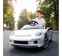 Macchina Elettrica per Bambini 3-5 con canzoni e USB/MP3, Auto Licenza Ufficiale RUF GT con Telecomando, 3-5 km/h Bianco | Aosom Italy