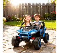 Macchina Elettrica per Bambini 3-8 Anni 24V con Guida Manuale e Telecomando, Velocità 5-7km/h, Blu