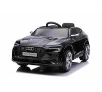 Macchina elettrica per bambini Audi E-tron Sportback 12V, nero, sedile singolo largo con cintura di sicurezza a 3 punti, telecomando 2,4 GHz, ingresso USB/AUX, sospensioni, batteria al litio