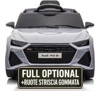 Macchina Elettrica Per Bambini Audi RS 6 Full Optional Auto Elettrica Per Bambini Telecomandata Sedile In Pelle Porte Apribili Doppio Motore Elettrico 12V Carico 25 Kg TOYSCAR (Grigio)