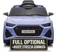 Macchina Elettrica Per Bambini Audi RS 6 Full Optional Auto Elettrica Per Bambini Telecomandata Sedile In Pelle Porte Apribili Doppio Motore Elettrico 12V Carico 25 Kg TOYSCAR (Celeste)