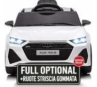 Macchina Elettrica Per Bambini Audi RS 6 Full Optional CON TAPPETINI Auto Elettrica Per Bambini Telecomandata Sedile In Pelle Porte Apribili Doppio Motore Elettrico 12V Carico 25 Kg TOYSCAR (Bianco)