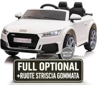 Macchina Elettrica Per Bambini Audi TT RS Roadster Full Optional con TAPPETINI Auto Elettrica Per Bambini Telecomandata Sedile In Pelle Porte Apribili Doppio Motore Elettrico 12V TOYSCAR Bianca