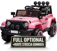 Macchina Elettrica Per Bambini Fuoristrada Adventure Full Optional Auto Elettrica Per Bambini Telecomandata Sedile In Pelle Porte Apribili Doppio Motore Elettrico 12V TOYSCAR (Rose)