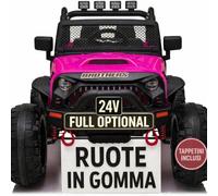Macchina Elettrica Per Bambini Fuoristrada Big Adventure Auto Elettrica Per Bambini Telecomandata Sedile In Pelle Porte Apribili Macchina Elettrica Per Bambini 2 Posti 24V Carico 35 Kg (Rosa Intensi)