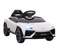 Macchina Elettrica Per Bambini Licenza Lamborghini Con Clacson E Telecomando, 101.5x49x43 Cm, Bianca