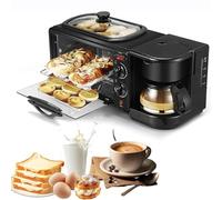 Macchina elettrica per la colazione, stazione per la colazione 3 in 1 con pentola da 1,2 l, area di cottura di grande capacità da 9 l e macchina per il caffè, controllo della temperatura da 100 a 23