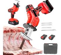 Macchina Elettrica per Tagliare Ossa di Carne per Macellare Carne Congelata con 2 Batterie e Lame Metalliche Regolazione Continua della Velocità Taglio Rapido 2 Batteries
