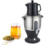 Macchina Elettrica per Tè Turco, Doppia Pentola In Acciaio Inossidabile da 6 Litri con Infusore e Mantenimento In Caldo, Protezione Contro Il Funzionamento a Secco, per Caffè, Tè Profumato, Tè Turco