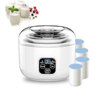 Macchina elettrica per yogurt - Macchina automatica per yogurt con pentola in acciaio inox, timer e controllo della temperatura per casa, ufficio, yogurt greco e bevande probiotiche (capacità 1 litro)