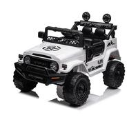 Macchina Elettrica per Bambini Fuoristrada Toyota Fj Cruiser 12V Telecomando Ruote in Gomma e Sedile in Pelle Bianco