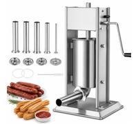 Macchina For Insaccatrice E Churro, Acciaio 304, Capacità 3L/5L/7L | Riempitrice manuale verticale a manovella con 4 tubi di ripieno, ugelli for pasticceria, for salsicce, snack dolci(7LB~3L)
