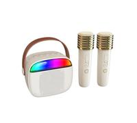 Macchina For Karaoke Portatile Con 2 Microfoni Bluetooth, For Adulti E Bambini, Supporta AUX, Arriva Alla Festa Maniglia For Il Trasporto Riproduzione Chiara Del Suono