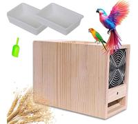 Macchina for la pulizia dei semi degli uccelli,divisore di gusci soffiati for mangime uccelli in legno a velocità regolabile con doppio cassetto,macchina elettrica for soffiare i cereali for mangime