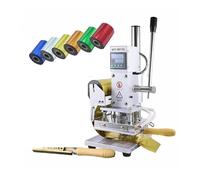 Macchina for stampaggio a Caldo 300W, Impugnatura in Pelle, Carta Artigianale, Stampo in Rame, Timbro, Embosser, etichettatura con Logo in Legno, Carte for goffratura Multifunzione(Small Size)