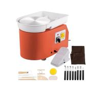 Macchina For Tornio Da Vasaio Elettrica 28 Cm, 350 W, Con Maniglia Manuale E Pedale, For La Scuola, For Lavorazione Del'argilla In Ceramica, For Lavori Artistici Fai Te Facile Usare Versatile(Orange)