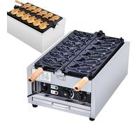 Macchina for waffle, 6 pezzi Taiyaki Fish Waffle Maker, macchina for waffle elettrica commerciale antiaderente a forma di pesce da 3000 W, for feste, bar, sale da tè