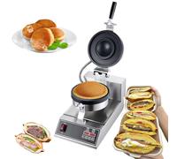Macchina for Waffle for Hamburger Commerciale da 1200 W con Display Led Digitale, Temperatura Regolabile da 0 a 250 °C e Timer da 10 Minuti, Macchina for Waffle for Hamburger