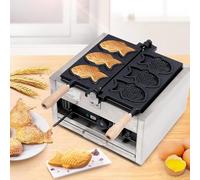 Macchina for waffle Taiyaki a forma di pesce, 3 pezzi, macchina for waffle elettrica antiaderente commerciale da 1400 W a forma di pesce, macchina for waffle, for feste, bar, sale da tè