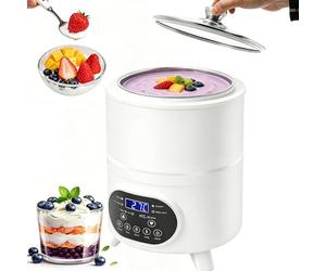 Macchina for yogurt e formaggio cremoso da 400W, con temperature e timer,6programmi preimpostati, for yogurt biologico fatto in casa, formaggio e vino alla frutta(White,12L)