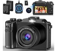 Macchina Fotografica 4K, 64MP 18X Fotocamera Digitale, 3'' Macchina Digitale Compatta Vlogging Camera con Scheda di Memoria da 32 GB Caricabatterie Lettore e 2 Batterie per Principianti
