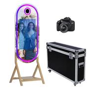 Macchina fotografica a specchio magico da 149 cm, con touch screen da 32 pollici, fai da te, supporto per selfie, con cornice RGB e custodia da viaggio, per eventi a noleggio e feste di nozze (Machine
