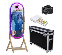 Macchina fotografica a specchio magico da 149 cm, con touch screen da 32 pollici, fai da te, supporto per selfie, con cornice RGB e custodia da viaggio, per eventi a noleggio e feste di nozze