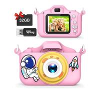 Macchina Fotografica Bambini, 2.0 Pollici Schermo HD 18MP 1080P con Scheda 32GB, Mini Ricaricabile Fotocamera Digitale Bambina, Macchine Fotografiche Digitali Bimbiper Ragazze 3-12 Anni (pink)