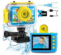 Macchina Fotografica Bambini, Fotocamera Bambina Digitale Camera Impermeabile con schermo IPS da 2,4 pollici, Regalo Bambino e Bambina 3 4 5 6 7 8 9 10 anni,Regalo di Compleanno/Natale (Blu)