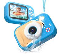 Macchina Fotografica Bambini, Fotocamera Impermeabile Bambini 48MP 1080P Macchina Fotografica Digitale Subacquea con 2,4 Pollici Schermo, 32GB Scheda, Flash LED, Regalo per Bambina e Bambino 3-12 Anni