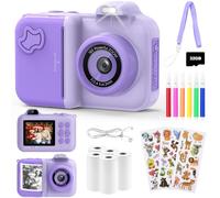 Macchina Fotografica Bambini Istantanea, 2.4" Fotocamera Digitale Selfie con 24MP/1080P HD Videocamera, 32GB Scheda, 5 Rotoli Carta Stampa Fotocamera Bambini per Ragazze Ragazzi da 3-14 Regalo, Viola