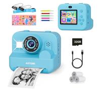 Macchina Fotografica Bambini Istantanea, 2,4 Pollici 1080P Fotocamera Bambini Selfie con Carta da Stampa e 32GB Scheda, Giocattolo Regalo di Natale Bambino e Bambina 3 4 5 6 7 8 Anni (Blu)