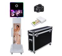 Macchina fotografica con display LCD da 29,6 pollici, con specchio touch screen da 15,6", supporto per selfie, fai da te, con luce RGB, per feste, matrimoni, eventi (Macchina, fotocamera, mini