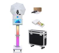 Macchina fotografica da 15,6 pollici con ombrello morbido e schermo touch screen portatile con luce RGB, stazione di condivisione Photo Booth per eventi (bianco, macchin mini stampante)
