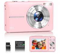 Macchina Fotografica Digitale 1080P Fotocamera 44MP Macchina Fotografica Compatta con Schermo LCD da 2,4", Zoom Digitale 16x, Scheda di Memoria Micro 32G, 1 Batteria per Bambini, Adolescenti - Rose