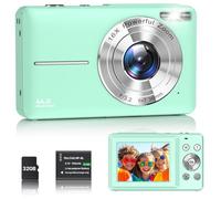 Macchina Fotografica Digitale 1080P Fotocamera 44MP Macchina Fotografica Compatta con Schermo LCD da 2,4", Zoom Digitale 16x, Scheda di Memoria Micro 32G, 1 Batteria per Bambini, Adolescenti - Vert