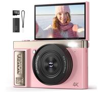 Macchina Fotografica Digitale 4K Ultra HD: 64MP Fotocamera Macchine per Principianti - Digitale Camera con Autofocus 16X Zoom - Flip 180° Videocamera con Scheda di Memoria Da 32GB Rosa - YYZA9
