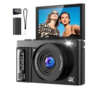 Macchina Fotografica Digitale 4K Ultra HD: 64MP Fotocamera Macchine per Principianti - Flip 180° Videocamera con Scheda di Memoria Da 32GB - Digitale Camera con Autofocus 16X Zoom Nero