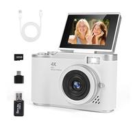 Macchina Fotografica Digitale con Scheda 32GB, 1080P 40MP Fotocamera Digitale Compatta con schermo da 2,4 pollici 180°, Fotocamere Digitali Per Bambini Adolescenti Adulto Principianti (Bianco)
