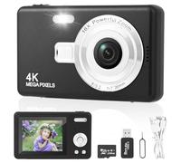 Macchina Fotografica Digitale con Scheda 64GB, 1080P 40MP Fotocamera Digitale Compatta con Zoom Digitale 8X Flash, Fotocamere Digitali Per Bambini Adolescenti Adulto Principianti (Nero)
