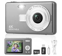 Macchina Fotografica Digitale con Scheda 64GB, 1080P 40MP Fotocamera Digitale Compatta con Zoom Digitale 8X Flash, Fotocamere Digitali Per Bambini Adolescenti Adulto Principianti (Grigio scuro)