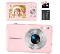 Macchina Fotografica Digitale con Scheda da 32GB, 1080P FHD 44MP Fotocamera Digitale Compatta con Zoom Digitale 16X per Bambini, Ragazzi, Ragazze, Principianti(Rosa)