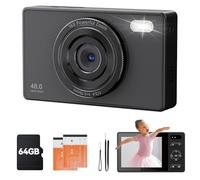 Macchina Fotografica Digitale Fotocamera con Scheda 64GB: 16X Zoom 48MP Videocamera Autofocus 1080P Vlog Camera 2 Batteria Fotocamera Compatta per Adolescenti Adulti