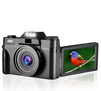 Macchina fotografica digitale, Macro Lens 4K Digital Camera Flip Screen Selfie Camcorder 48MP Vlog Webcam Videoregistratore vintage 16X grandangolare(128G SD Card,Only With Fliter)